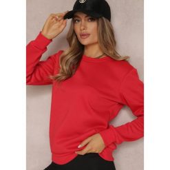 Czerwona Bluza Diyo. Czerwone bluzy damskie Renee, na jesień, l, bez wzorów, z jeansu, casualowe, bez ramiączek, bez kaptura. Za 39.99 zł.
