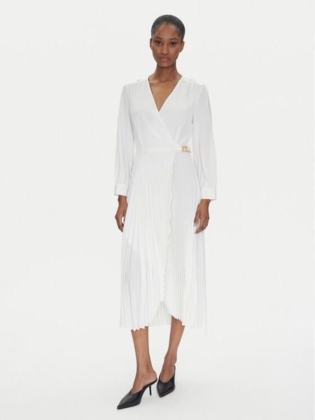 TWINSET Sukienka koktajlowa 251TP2420 Écru Loose Fit. Sukienki damskie Twinset, bez wzorów, z syntetyku, wizytowe, bez kołnierzyka, bez ramiączek. Za 869.99 zł.