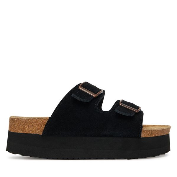 Klapki DeeZee. Czarne klapki damskie DeeZee, bez wzorów, bez obcasa, bez zapięcia. Za 159.99 zł.