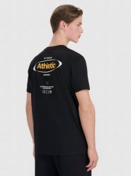 4F T-shirt regular z nadrukiem męski - czarny S. Czarne koszulki sportowe męskie 4F, m, bez wzorów, z bawełny, bez ramiączek. W wyprzedaży za 39.99 zł.