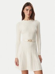 Guess Sukienka dzianinowa W6BK64 Z1569 Kremowy Regular Fit. Białe sukienki damskie Guess, s, z aplikacjami, z dzianiny, bez kołnierzyka, bez ramiączek. Za 614.99 zł.