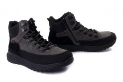 RIEKER Revolution U0174-42 grey combination, trzewiki męskie. Szare botki męskie Rieker, na zimę, bez wzorów, bez obcasa, bez zapięcia. Za 589.90 zł.