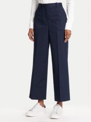 Tommy Hilfiger Spodnie materiałowe WW0WW45791 Granatowy Wide Leg. Niebieskie spodnie materiałowe damskie Tommy Hilfiger, bez wzorów, z bawełny. Za 389.99 zł.