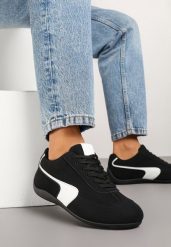 Czarne Sneakersy w Stylu Kultowych Tenisówek Virritia. Czarne obuwie sportowe damskie Born2be, z aplikacjami, z jeansu, bez zapięcia, tenisowe. Za 74.99 zł.