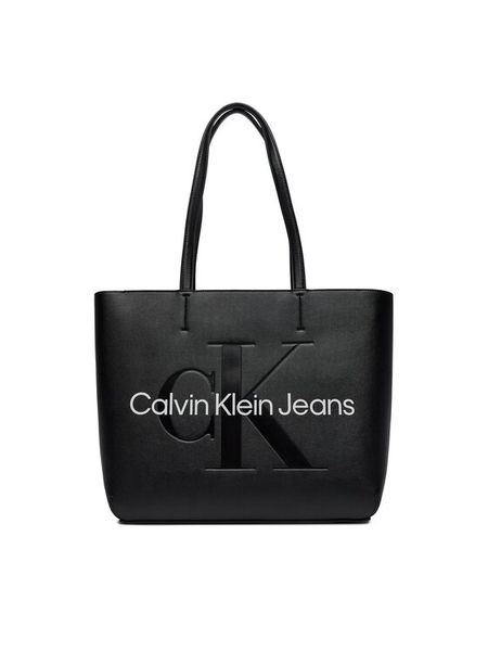 Calvin Klein Jeans Torebka Sculpted Shopper29 Mono K60K610276 Czarny. Czarne shopperki damskie Calvin Klein Jeans, bez wzorów, z jeansu, bez dodatków. Za 339.99 zł.