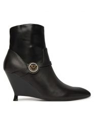 PINKO Botki Gwen 04 SD0639P095 Czarny. Czarne botki damskie Pinko, bez wzorów, ze skóry, bez obcasa, na koturnie, bez zapięcia. Za 1,399.00 zł.