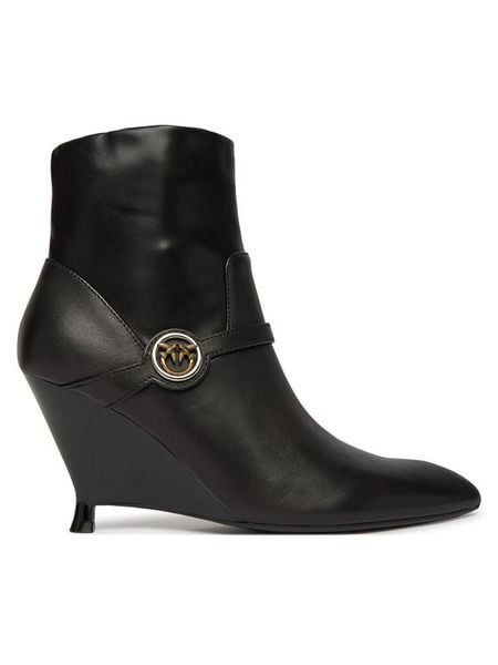 PINKO Botki Gwen 04 SD0639P095 Czarny. Czarne botki damskie Pinko, bez wzorów, ze skóry, bez obcasa, na koturnie, bez zapięcia. Za 1,399.00 zł.