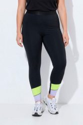 Damskie Sportowe legginsy szerokie kolorowe pasy kieszenie. Czarne legginsy damskie Ulla Popken, bez wzorów, z elastanu. Za 239.99 zł.