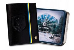 Portfel skórzany Peterson [DH] PTN 317-P-UP UA-BLAC czarny. Czarne portfele męskie Peterson, bez wzorów, ze skóry. Za 104.00 zł.