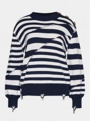 Silvian Heach Sweter GPP24300MA Granatowy Regular Fit. Niebieskie swetry nierozpinane damskie Silvian Heach, s, bez wzorów, z bawełny, bez kołnierzyka, bez ramiączek. Za 149.99 zł.