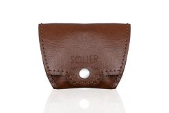 Skórzana bilonówka, portfel na monety SOLIER SA10 Brąz. Brązowe portfele męskie Solier, bez wzorów, z materiału. Za 39.99 zł.