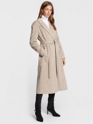 Calvin Klein Płaszcz wełniany Wrap K20K204951 Szary Regular Fit. Szare płaszcze damskie Calvin Klein, bez wzorów, z wełny, bez kołnierzyka, bez kaptura. Za 2,799.00 zł.