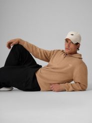 4F Sweter regular z wełną męski - beżowy M. Brązowe swetry męskie 4F, l, bez wzorów, z jeansu, biznesowe, bez kołnierzyka, bez ramiączek. Za 269.99 zł.