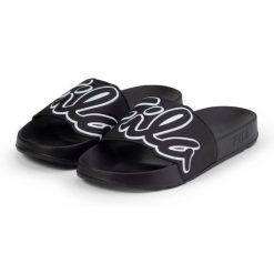 Klapki Fila Scritto Slipper M FFM0304.83036 czarne. Czarne klapki męskie bez wzorów, z syntetyku, bez zapięcia. Za 243.81 zł.