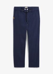 Spodnie chino Relaxed Fit z czystej bawełny, Straight. Niebieskie eleganckie spodnie męskie bonprix, bez wzorów, z bawełny. Za 54.99 zł.