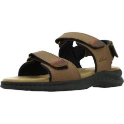 Sandały CLARKS HAPSFORD CREEK Brązowy. Brązowe sandały męskie Clarks, na lato, bez wzorów, ze skóry, bez zapięcia. Za 170.99 zł.