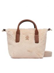Tommy Hilfiger Torebka Popette Micro Tote Faux Fur AW0AW19311 Beżowy jasny. Brązowe shopperki damskie Tommy Hilfiger, bez wzorów, z materiału, bez dodatków. Za 409.99 zł.