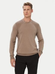 BOSS Sweter KN_Momentum 50558351 Beżowy ciemny Regular Fit. Brązowe swetry męskie Boss, m, bez wzorów, z bawełny, bez kołnierzyka, bez ramiączek. Za 629.99 zł.