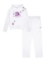 Bluza z bawełna z kaptur na czas wolny na co dzień. Białe bluzy damskie LEONE 1947 APPAREL, bez wzorów, z bawełny, bez ramiączek, bez kaptura. Za 303.12 zł.