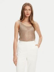 Guess Top W5YR29 Z37G0 Beżowy Regular Fit. Brązowe topy damskie Guess, xxl, z aplikacjami, z syntetyku, bez kołnierzyka, bez ramiączek. Za 219.99 zł.