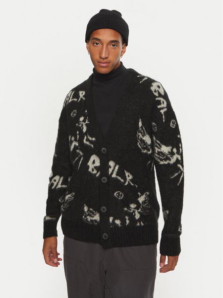 BALR. Kardigan B1276.1002.102 Czarny Box Fit. Czarne swetry męskie BALR., m, bez wzorów, z syntetyku, bez kołnierzyka, bez ramiączek. Za 599.00 zł.