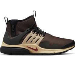 Buty do chodzenia męskie Nike Air Presto Mid Utility sportowe. Brązowe buty sportowe męskie Nike, bez wzorów, bez zapięcia, trekkingowe. W wyprzedaży za 828.60 zł.