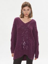 Pinko Sweter Ghepardo 102116 A1A6 Fioletowy Oversize. Fioletowe swetry nierozpinane damskie Pinko, m, bez wzorów, z syntetyku, bez kołnierzyka, bez ramiączek. Za 1,449.00 zł.