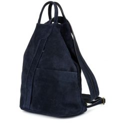 Granatowy Vera Pelle Włoski Plecak Skórzany Damski Mały T53. Niebieskie plecaki damskie Vera Pelle, bez wzorów, ze skóry, eleganckie. Za 179.99 zł.