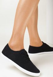 Czarne Tenisówki z Krótkim Sznurowaniem Madilinne. Czarne trampki i tenisówki damskie Born2be, bez wzorów, z jeansu, bez zapięcia. Za 44.99 zł.