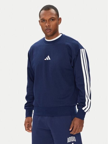 Adidas Bluza Essentials 3-Stripes JE6307 Granatowy Regular Fit. Niebieskie bluzy męskie Adidas, m, bez wzorów, z bawełny, bez ramiączek, bez kaptura. Za 149.99 zł.