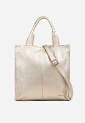 Złota Duża Torebka Shopper Tote z Regulowanym Paskiem Sorielleza. Żółte torebki do ręki damskie Renee, bez wzorów, z jeansu, duże, bez dodatków. Za 149.99 zł.