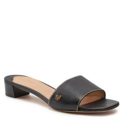 Klapki LAUREN RALPH LAUREN. Czarne klapki damskie Lauren Ralph Lauren, bez wzorów, bez obcasa, bez zapięcia. Za 819.99 zł.