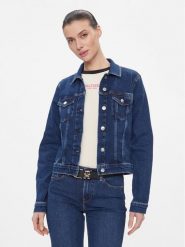 Tommy Hilfiger Kurtka jeansowa WW0WW40654 Granatowy Slim Fit. Niebieskie kurtki damskie Tommy Hilfiger, bez wzorów, z bawełny, bez kaptura. Za 449.99 zł.