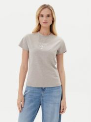 Guess T-Shirt V4YI21 KCDH1 Szary Slim Fit. Szare t-shirty damskie Guess, xxs, z aplikacjami, z bawełny, bez kołnierzyka, bez ramiączek. Za 99.99 zł.