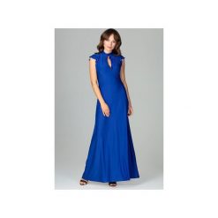 Sukienka K486zafir. Niebieskie sukienki damskie Lenitif, xl, bez wzorów, eleganckie, bez kołnierzyka, bez ramiączek, maxi, dopasowane. Za 179.00 zł.