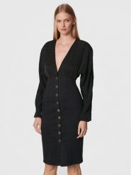 Pinko Sukienka jeansowa Ruggito 1J1123 A0CN Czarny Slim Fit. Czarne sukienki damskie Pinko, bez wzorów, z jeansu, bez kołnierzyka, bez ramiączek. Za 1,029.00 zł.