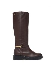 Tommy Hilfiger Oficerki Th Stud Leather Knee Riding Boot FW0FW09608 Brązowy. Brązowe kozaki damskie Tommy Hilfiger, bez wzorów, ze skóry, bez obcasa, na płaskiej podeszwie, bez zapięcia. Za 1,299.00 zł.