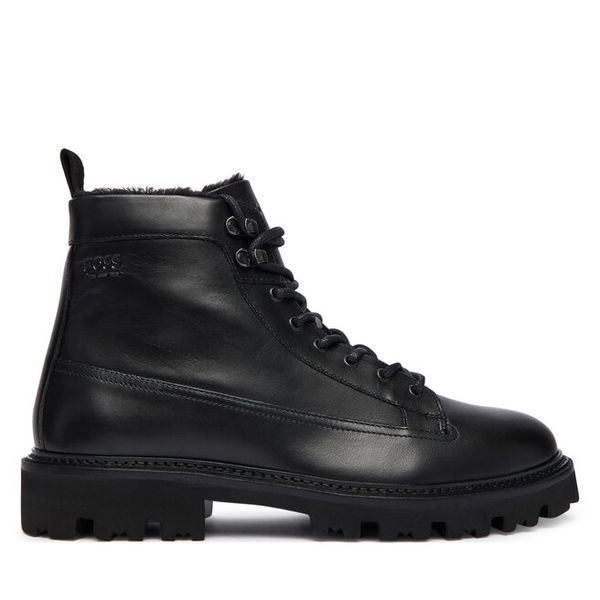 Trzewiki BOSS. Czarne botki męskie Boss, bez wzorów, bez obcasa, bez zapięcia. Za 1,029.00 zł.