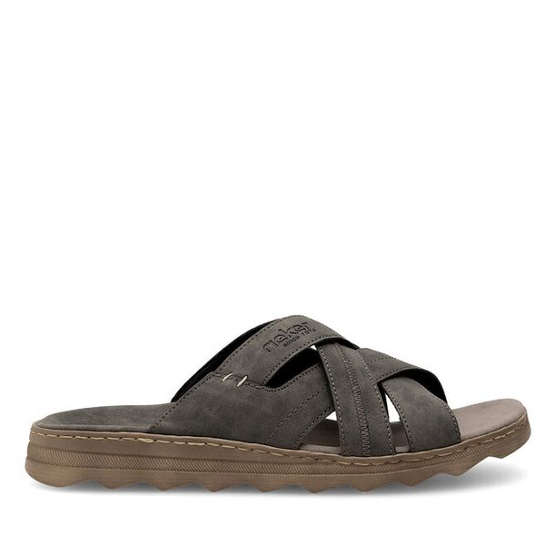 Klapki Rieker. Niebieskie klapki damskie Rieker, bez wzorów, bez obcasa, bez zapięcia. Za 289.99 zł.