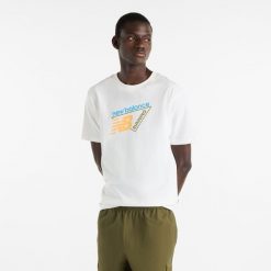 Koszulka męska New Balance MT61N1YVSST – biała. Białe koszulki sportowe męskie New Balance, l, bez wzorów, z materiału, bez ramiączek. Za 179.99 zł.