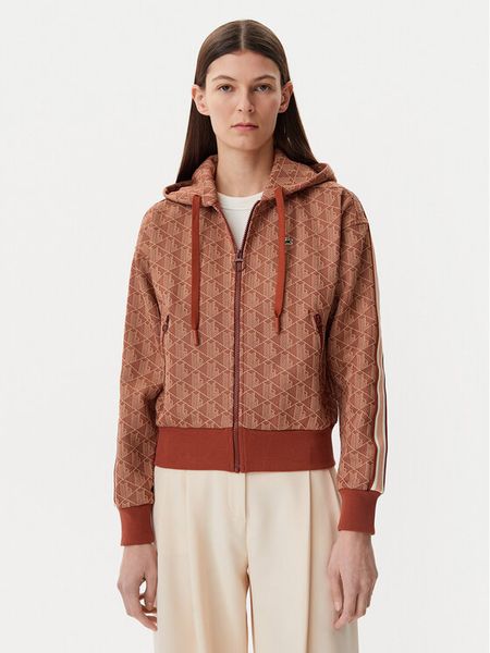 Lacoste Bluza SF7606 Brązowy Regular Fit. Brązowe bluzy damskie Lacoste, bez wzorów, z syntetyku, bez ramiączek, bez kaptura. Za 429.99 zł.