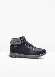 Kozaki sznurowane Skechers. Czarne kozaki damskie bonprix, bez wzorów, bez obcasa, bez zapięcia. Za 299.99 zł.