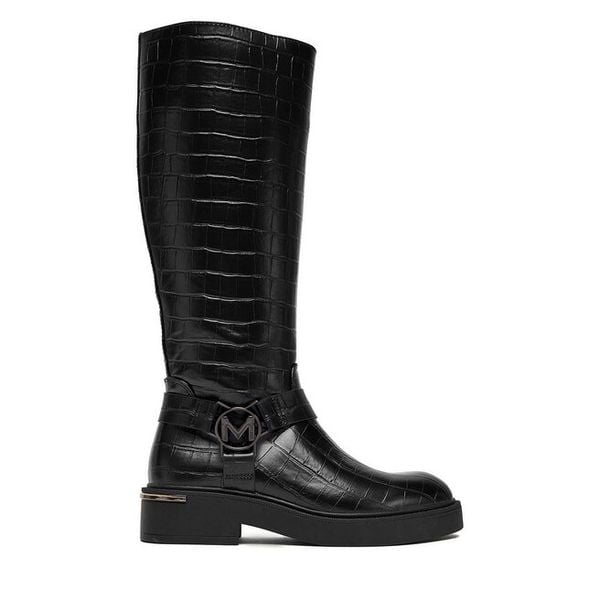 Kozaki MEXX. Czarne kozaki damskie Mexx, bez wzorów, bez obcasa, na płaskiej podeszwie, bez zapięcia. Za 289.99 zł.