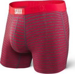 SAXX Bokserki męskie Vibe Boxer Modern Fit Red Hiker Stripe r. S (SXBM35HPS). Czerwone bokserki męskie Saxx, bez wzorów. Za 103.99 zł.