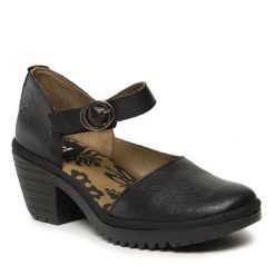 Półbuty Fly London. Czarne półbuty damskie Fly London, bez wzorów, bez obcasa, na obcasie, bez zapięcia. Za 349.99 zł.