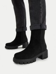 Nine West Botki CEO-LD078 13 Czarny. Czarne botki damskie Nine West, bez wzorów, z materiału, bez obcasa, na słupku, bez zapięcia. Za 279.99 zł.