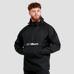 Kurtka męska turystyka przeciwdeszczowa czarna Smock. Czarne kurtki męskie GYMBEAM, m, bez wzorów, z materiału, z kapturem. Za 173.90 zł.