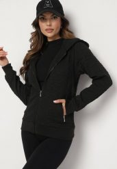 Czarna Rozpinana Bluza z Dodatkiem Bawełny Ozdobiona Troczkami Arsolina. Czarne bluzy damskie Born2be, m, bez wzorów, z bawełny, bez ramiączek, bez kaptura. Za 89.99 zł.