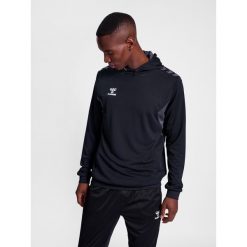 Poliestrowa bluza z kapturem Hummel Authentic. Czarne bluzy męskie Hummel, bez wzorów, sportowe, bez ramiączek, z kapturem. Za 217.50 zł.