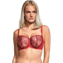 Biustonosz half cup w kolorze czerwonym. Czerwone biustonosze Kris line, bez wzorów, z koronki. W wyprzedaży za 129.95 zł.